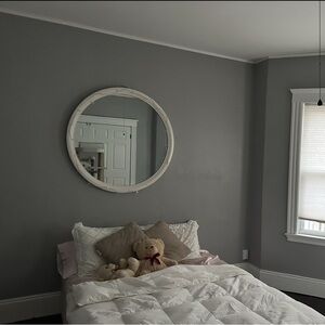 Elegant White Round Wall Mirror